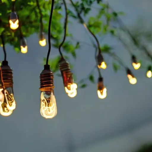 Prompt: lightbulbs with fireflies in them