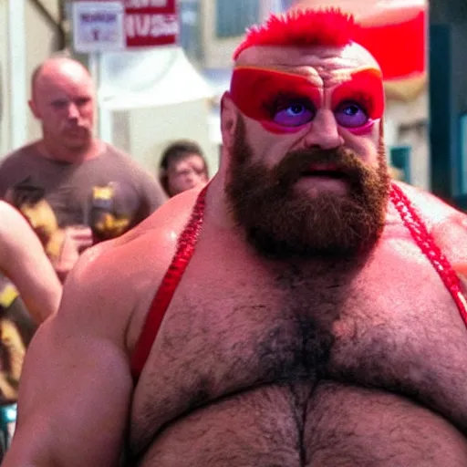 Image similar to Danny Devito staring as Zangief in the Street Fighter 2024 movie