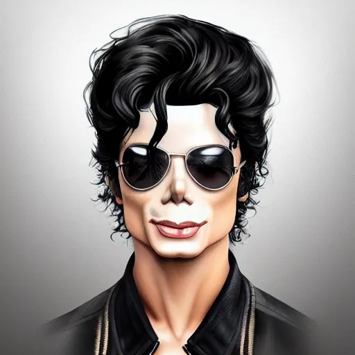 Image similar to gangster michael jackson. matte, facial features, symmetrical anatomy, hyperdetailed, digital art, baroque, pop punk art style, fantasy, body features, without duplication, art by artgerm and ilya kuvshinov and vinicius gud and gustavo zambelli, intricate, photoshop render.