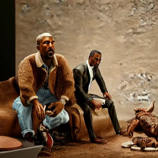 Image similar to detailed studio photography of a close up claymation diorama of kanye west, detailed, by erwin olaf, joop geesink, wes anderson, jim henson, brian froud, breathtaking, uhd resolution, beautiful lighting, studio light, extremely detailed, establishing shot, realistic materials, hyperrealistic