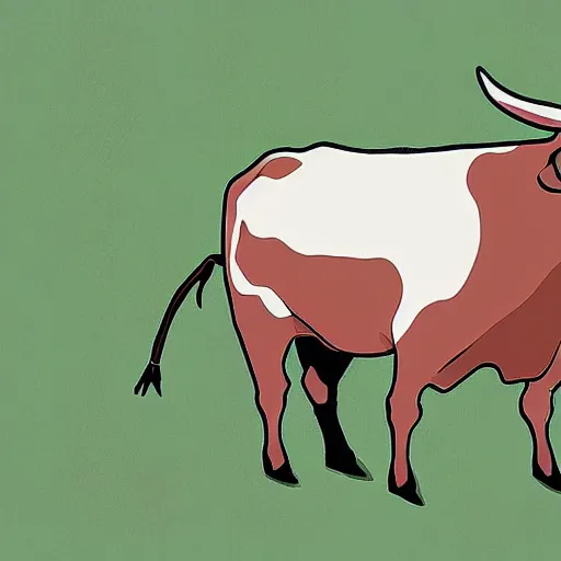 Image similar to A cow in the style of studio ghibli, still