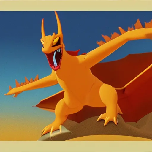 Image similar to a ultra detailed matte painting of a charizard, by Alex Katz, trending on ArtStation,