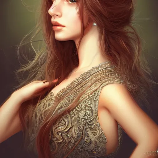 Prompt: A portrait of an attractive young female with beautiful long hair, intricate, highly detailed, elegant, digital painting, trending on artstation
