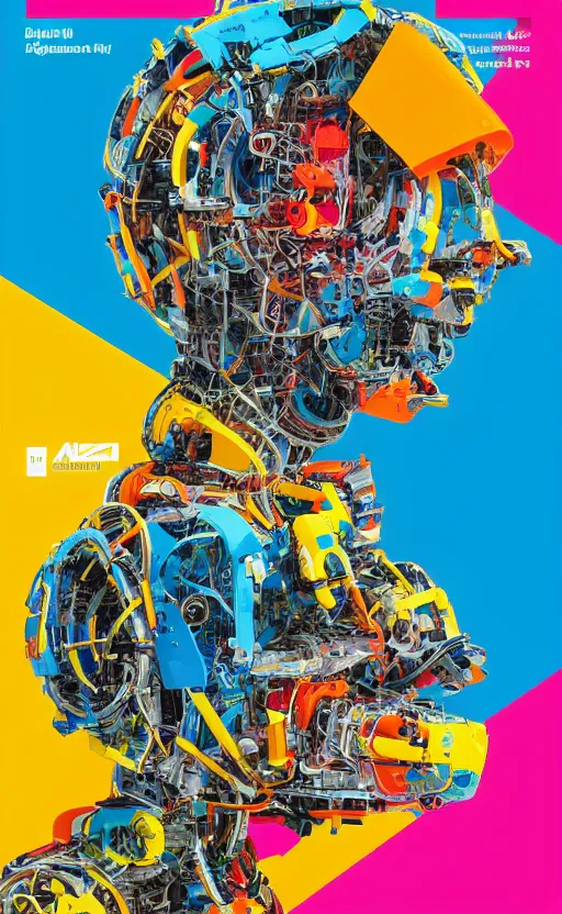 Image similar to bright and colorful cover of the ai and robotics magazine