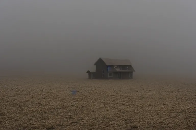 Image similar to a lonely house in the nevada, fog, 8k, 2000s photo