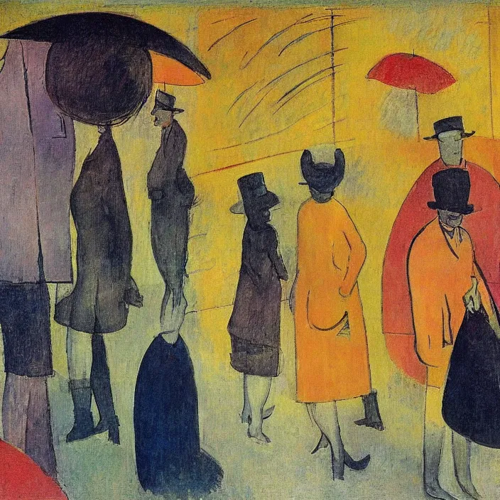 Image similar to waiting in the bus station under the rain henri de toulouse - lautrec, rufino tamayo, paul klee