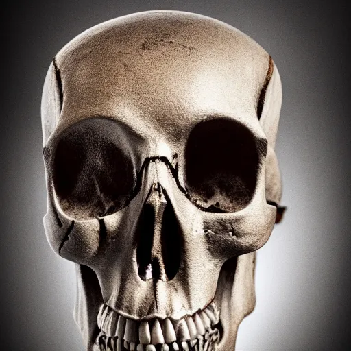 Image similar to A photo of {a skull of an Alien} , professional photograph, studio lighting, highly detailed