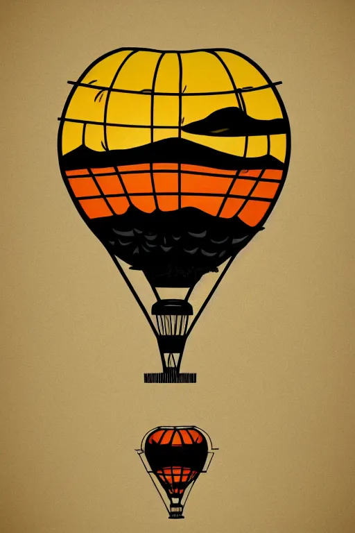 Prompt: sunrise mountain water hot air balloon illustration vector digital art by amiyakinyu trending on artstation