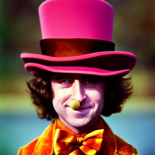 Image similar to close up photo of Willy Wonka photo by Bill Henson EOS-1D, f/1.4, ISO 200, 1/160s, 8K, RAW, unedited, symmetrical balance, in-frame