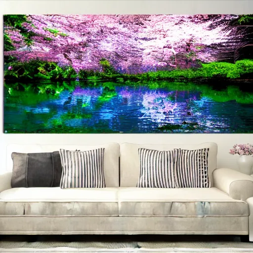 Image similar to ultra realistic beautiful underwater sakura forest clearing techno art