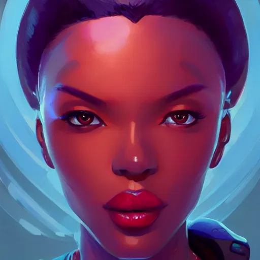 Image similar to portrait beautiful!! futuristic woman sci-fi afrofuturism art, behance hd artstation by Jesper Ejsing, by RHADS, Makoto Shinkai and Lois van baarle, ilya kuvshinov, ross tran