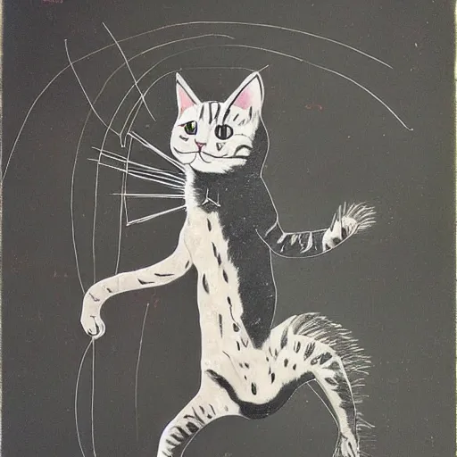 Prompt: wobbly cat in an avant-garde world in the style of salvador dali