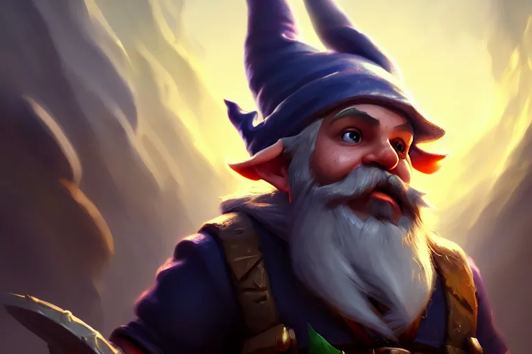 Image similar to [ important ] amazing portrait of funny gnome ], hearthstone splash art, deiv calviz, splash art, natural light, elegant, intricate, fantasy, atmospheric lighting, by greg rutkowski, hearthstone splash art, hd wallpaper, ultra high details, cinematic composition, insanely well organized