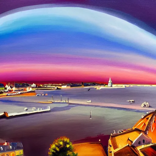 Image similar to painting of southampton uk, 4 k, cinematic, lens flare