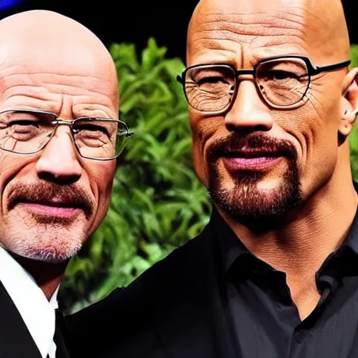 Image similar to Walter White and dwayne Johnson selfie