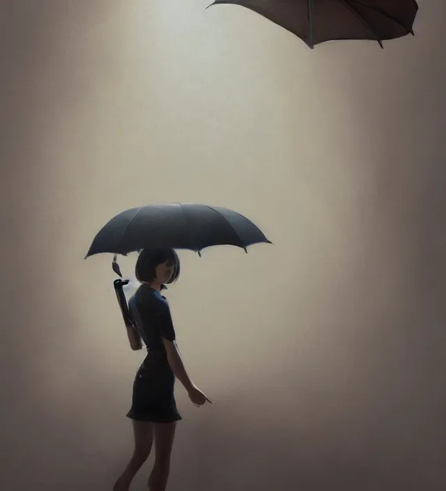 Prompt: lamp that is an umbrella, very detailed texture, realistic shaded lighting, art style by ilya kuvshinov, katsuhiro, artgerm, jeremy lipkin, michael garmash, nixeu, unreal engine 5, radiant light, intricate environment