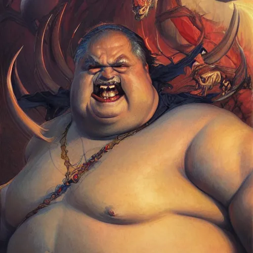 Image similar to The fat demon portrait art by Donato Giancola and Bayard Wu, digital art, trending on artstation, 4k