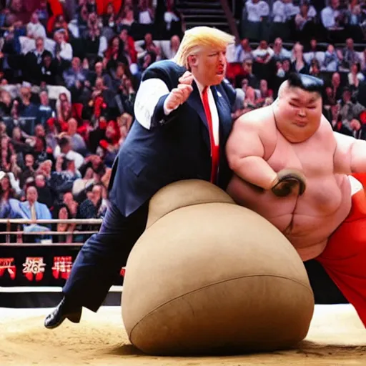 Prompt: donald trump sumo wrestling