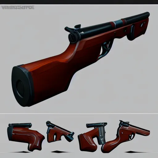 Prompt: double barrel shotgun, low poly artstation