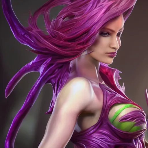 Prompt: Zyra from League of Legends highly detailed, hyper realistic