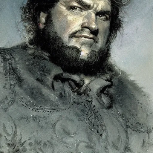 Image similar to a renaissance strongman, dopey and friendly, fantasy character portrait by gaston bussiere, craig mullins