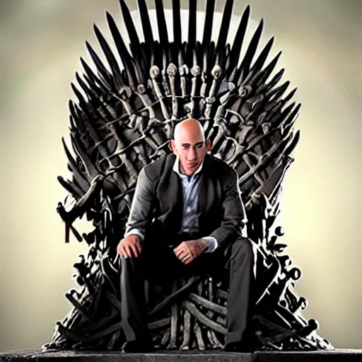 Image similar to jeff bezos as voldemort sitting on the iron throne, au naturel, hyper detailed, digital art, trending in artstation, cinematic lighting, studio quality, smooth render, unreal engine 5 rendered, octane rendered, art style by klimt and nixeu and ian sprigger and wlop and krenz cushart.