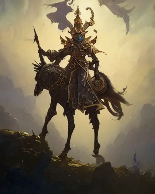 Image similar to Champion paladin in black gold intricate and ornate armor, unreal engine, fantasy art by peter mohrbacher, Greg Rutkowski, Loish, Rhads, radiant halo of light