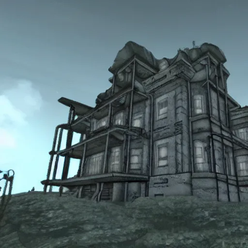 Image similar to half - life 3 / mega man resident silent specner mansion on hill