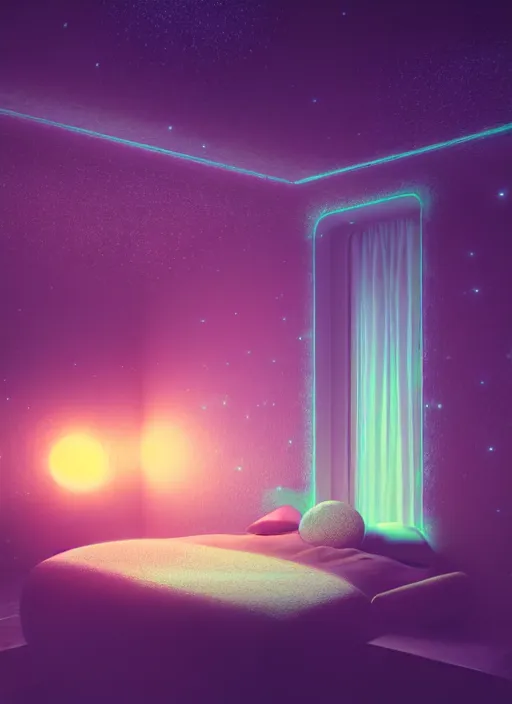 Image similar to high depth, collective civilization bedrooms, calm, healing, resting, life, hybrids, scifi, glowing lights, published concept art, art in the style of all and none and everything and infinity, night long exposures