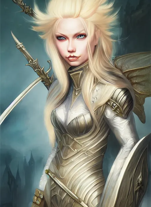 Image similar to blonde combat fairy venizian era, dark fantasy, extremely detailed, sharp focus, portrait, smooth, digital illustration, by rossdraws, frank franzzeta