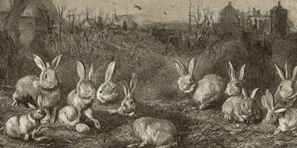 Image similar to cardiff overrun by rabbits in the 19th century