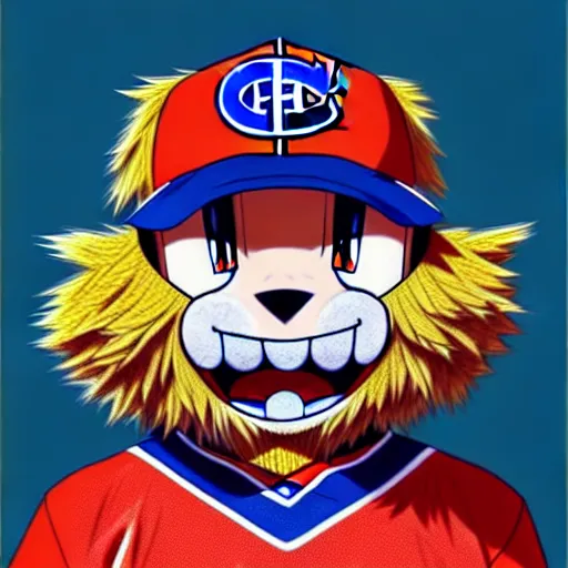 Image similar to anime Portrait of Youppi the Habs Montreal Canadiens Mascot as a very cute powerful and friendly pokemon, highly detailed anime, high evolution, 1990s, legendary, smooth, sharp focus, dynamic lighting, intricate, trending on ArtStation, illustration pokemon, art by WLOP