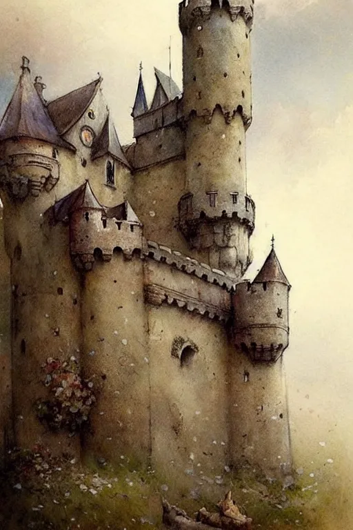 Image similar to ( ( ( ( ( 1 9 5 0 s fair tail medieval castle. muted colors. ) ) ) ) ) by jean - baptiste monge!!!!!!!!!!!!!!!!!!!!!!!!!!!!!!