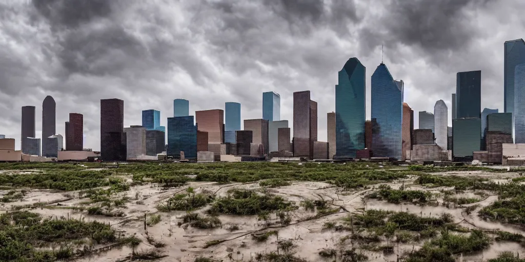 Image similar to Post apocalyptic houston texas photography 4k