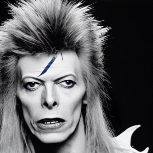 Image similar to david bowie as the goblin king