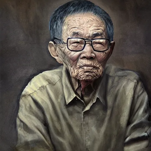 Prompt: portrait of the last living gamer by zheng banqiao
