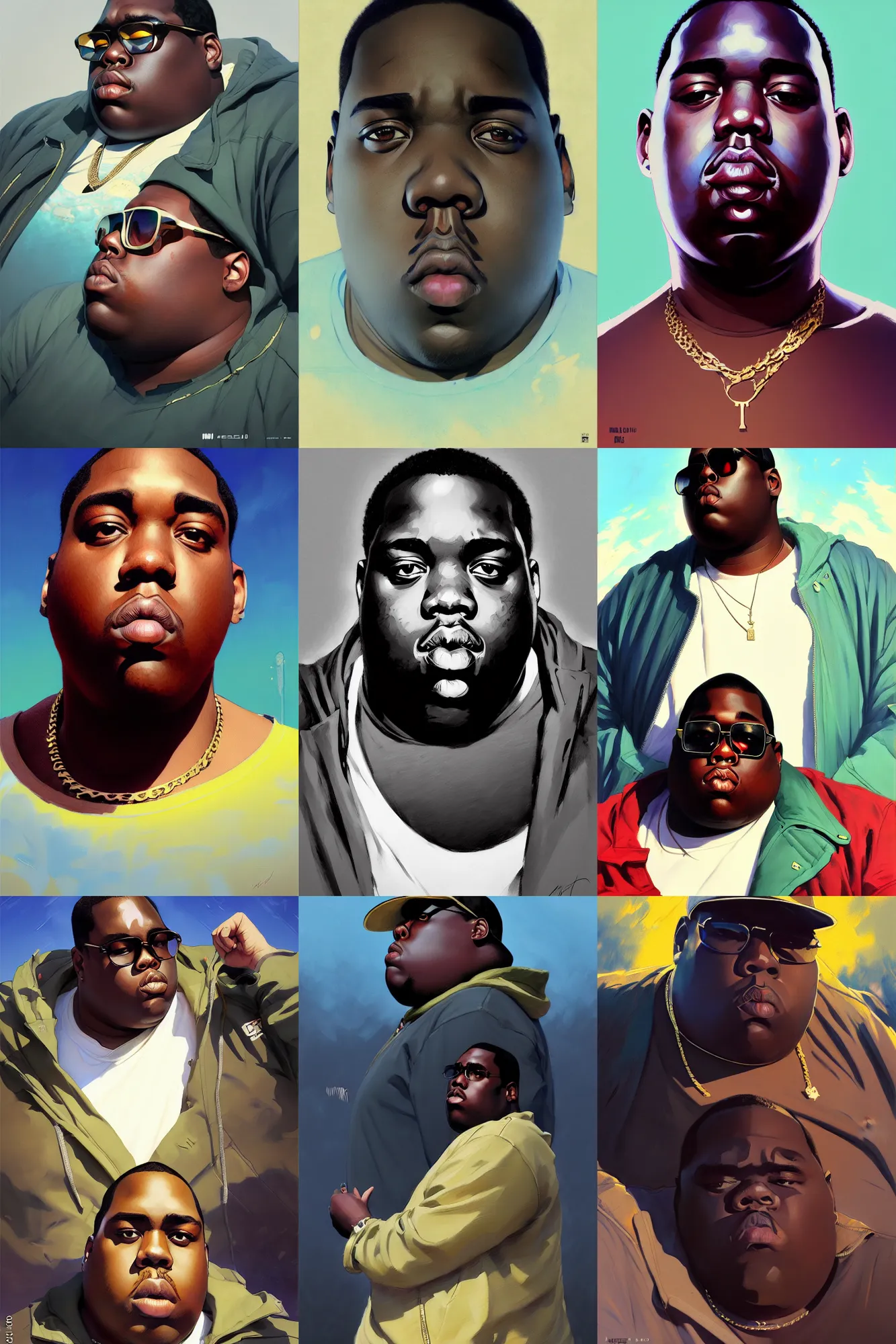 Prompt: the notorious b. i. g. as the planet earth, anime, flattened, squashed, shaded lighting poster by magali villeneuve, jeremy lipkin and michael garmash, rob rey and kentaro miura style, trending on art station