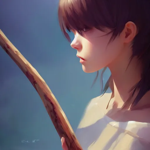 Image similar to long wooden stick, no background. 4 k, concept art, by wlop, ilya kuvshinov, artgerm, krenz cushart, greg rutkowski, pixiv. sharp focus, volumetric lighting, cinematic lighting, studio quality. no humans