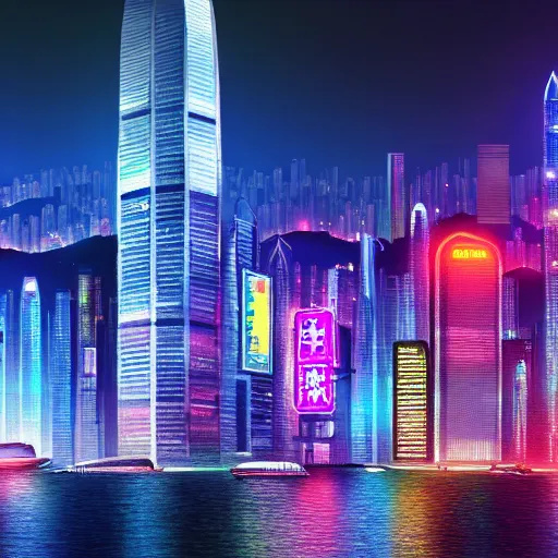 Image similar to a realistic painting of cyberpunk hong kong, many huge signs, ultra hd wallpaper, 4 k