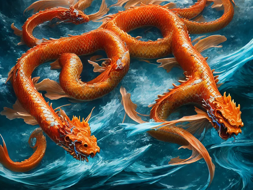 Prompt: intertwined koi dragon fish, water torrent background, jesper ejsing, james jean, justin gerard, tomasz alen kopera, cgsociety, fenghua zhong, makoto shinkai, octane render, highly detailed, rim light, cinematic lighting, hyper realism, high detail, intricate, 4 k, masterpiece