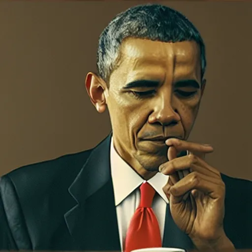 Image similar to blurry still of obama pouring lean in a doublecup, film grain, realistic face, insane detail