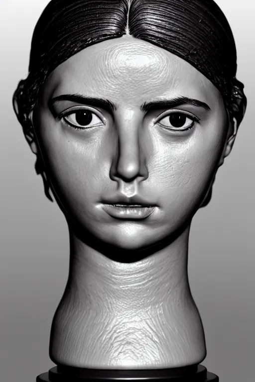 Prompt: ultra realistic clay head of ana de armas on black background, highly detailed, real, canon 5 d