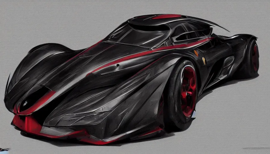 Prompt: Concept art of Ferrari Batmobile, hyperdetailed, artstation, cgsociety, 8k