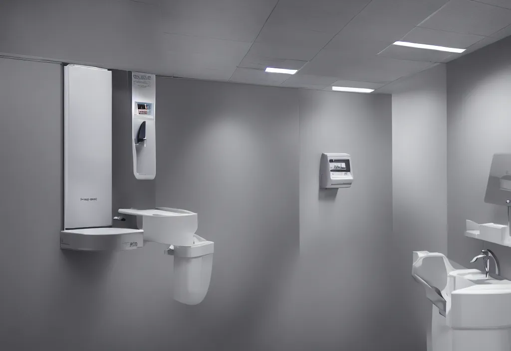 Image similar to commercial washroom hand dryer, volumetric lighting, creterion collection, shot on 7 0 mm, instax