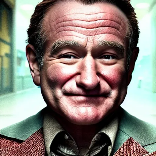 Image similar to (Robin Williams) as The Joker movie still 8k hdr