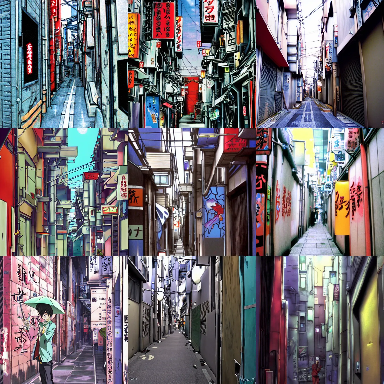 Prompt: tokyo alleyway by neon - genesis - evangelion, beautiful