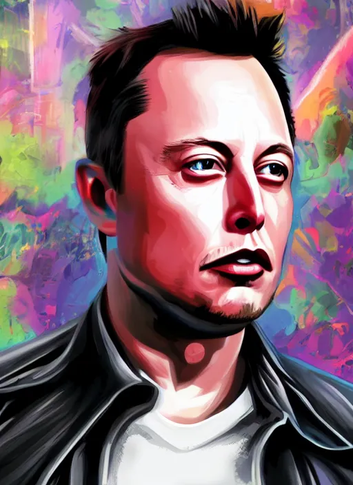 Image similar to highly detailed portrait elon musk gta vice city art, unreal engine, fantasy art by stephen bliss