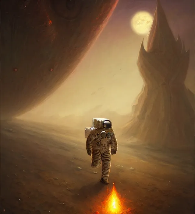 Prompt: astronaut walking out to corn spaceship, dnd, matte fantasy painting, deviantart artstation, by jason felix by steve argyle by tyler jacobson by peter mohrbacher, cinema