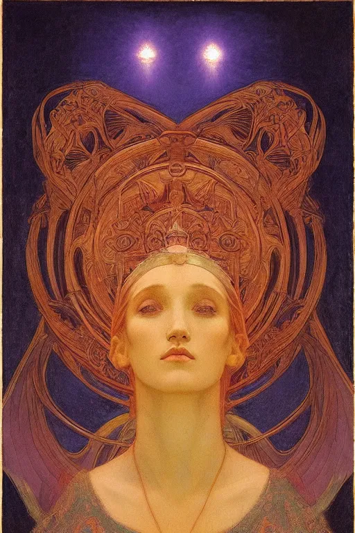 Prompt: goddess of the new moon, by Annie Swynnerton and Nicholas Roerich and jean delville, dramatic cinematic lighting , ornate headdress , flowing robes, lost civilizations, smooth, sharp focus, extremely detailed