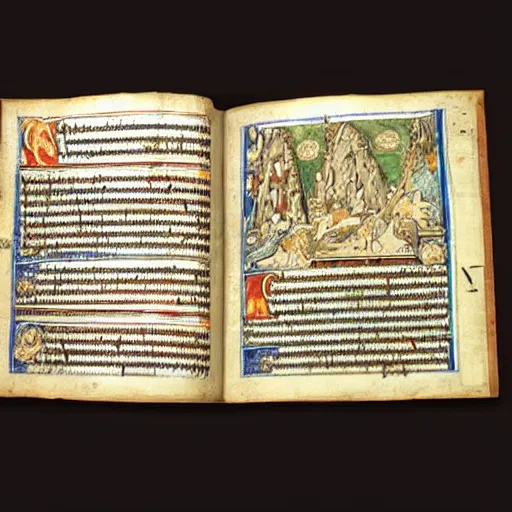 Image similar to lord of the rings illuminated 1 4 th century manuscript